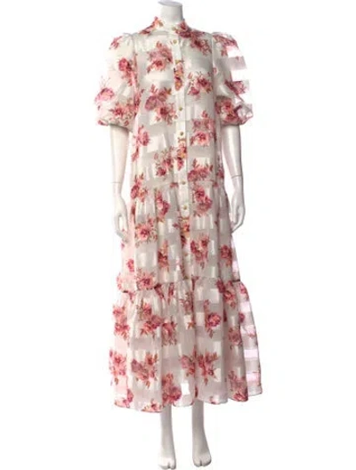 Pre-owned Zimmermann Floral Print Long Dress In Pink