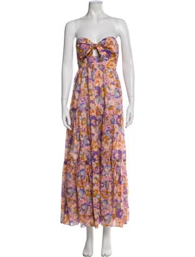 Pre-owned Zimmermann Floral Print Long Dress In Purple