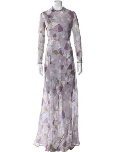 Pre-owned Zimmermann Floral Print Long Dress In Purple