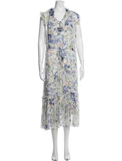 Pre-owned Zimmermann Floral Print Long Dress In Purple