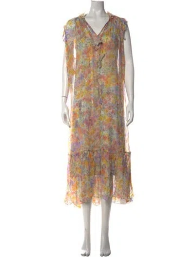 Pre-owned Zimmermann Floral Print Long Dress In Purple