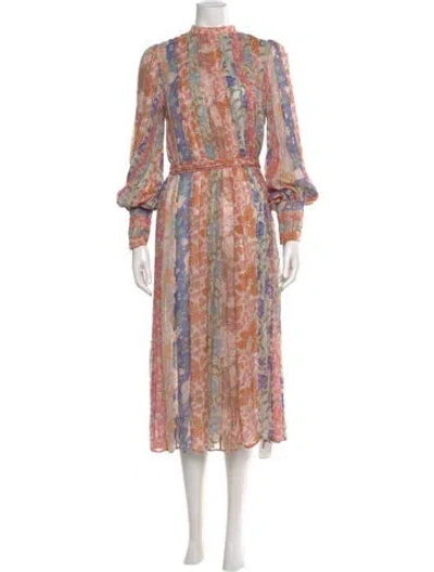 Pre-owned Zimmermann Floral Print Long Dress In Red