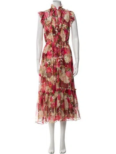 Pre-owned Zimmermann Floral Print Long Dress In Red