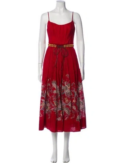 Pre-owned Zimmermann Floral Print Long Dress In Red