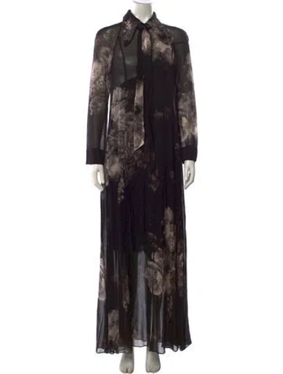 Pre-owned Zimmermann Floral Print Long Dress W/ Tags In Black
