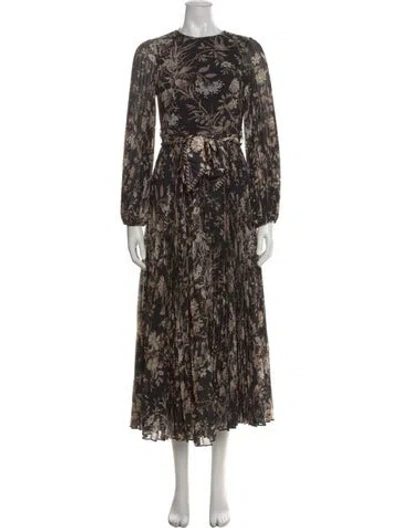 Pre-owned Zimmermann Floral Print Long Dress W/ Tags In Black