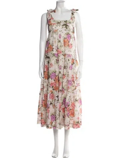 Pre-owned Zimmermann Floral Print Long Dress W/ Tags In Multi