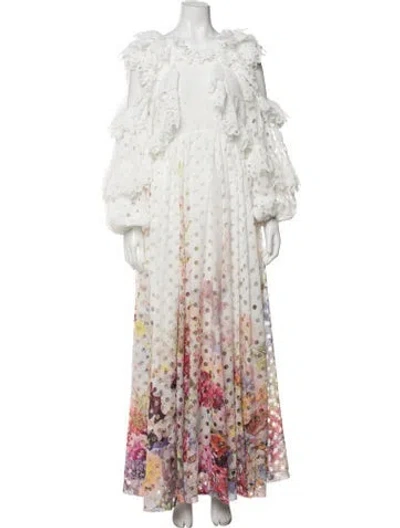 Pre-owned Zimmermann Floral Print Long Dress W/ Tags In Multi