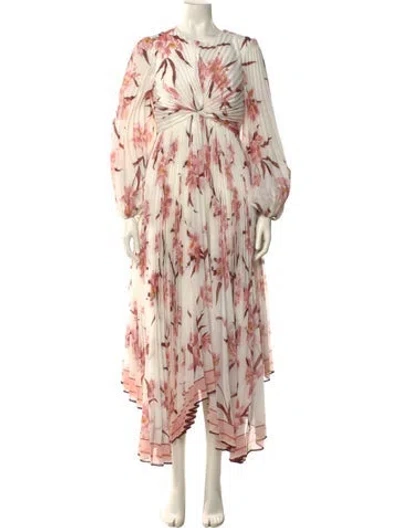 Pre-owned Zimmermann Floral Print Long Dress W/ Tags In Neutral