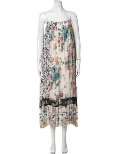 Pre-owned Zimmermann Floral Print Long Dress W/ Tags In Neutrals