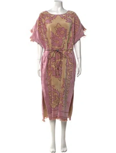 Pre-owned Zimmermann Floral Print Long Dress W/ Tags In Pink