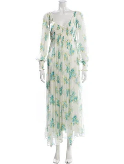 Pre-owned Zimmermann Floral Print Long Dress In White