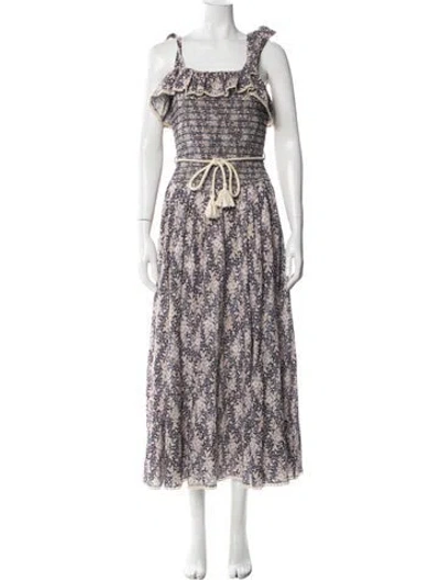 Pre-owned Zimmermann Floral Print Long Dress In White
