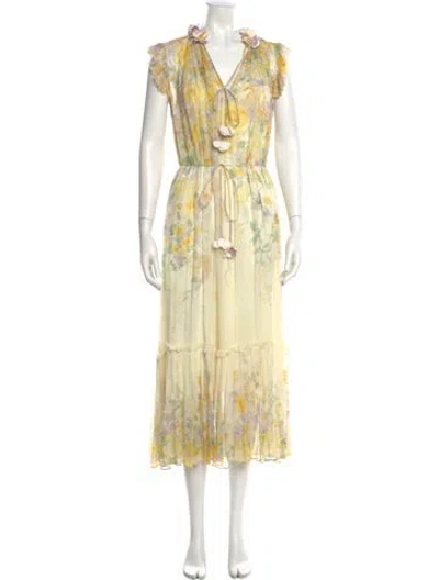 Pre-owned Zimmermann Floral Print Long Dress In Yellow