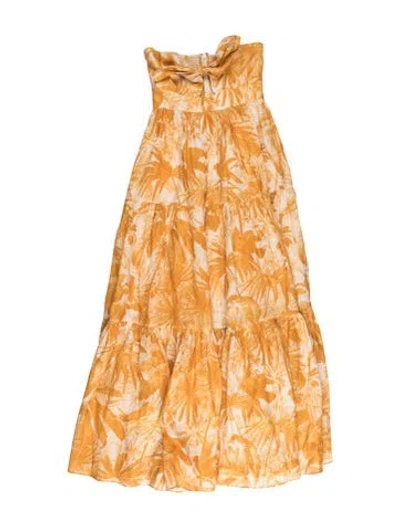 Pre-owned Zimmermann Floral Print Long Dress In Yellow