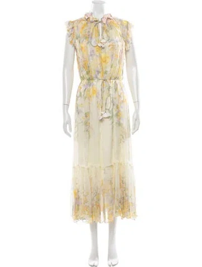 Pre-owned Zimmermann Floral Print Long Dress In Yellow