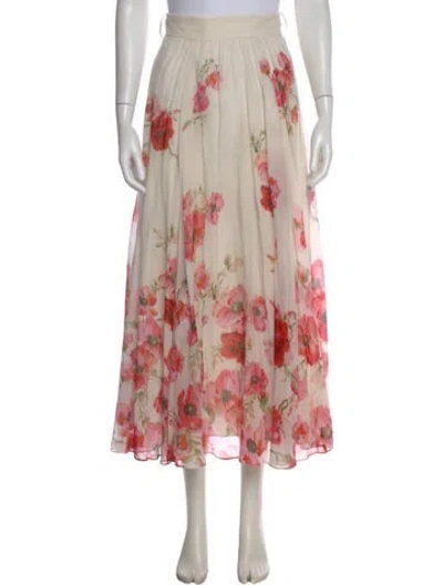 Pre-owned Zimmermann Floral Print Long Skirt In Neutral