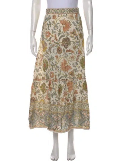 Pre-owned Zimmermann Floral Print Long Skirt In Neutral