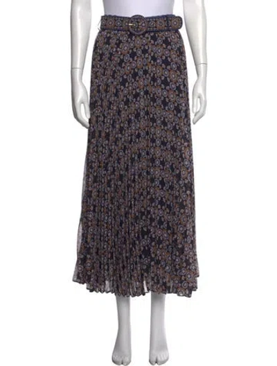 Pre-owned Zimmermann Floral Print Long Skirt W/ Tags In Blue