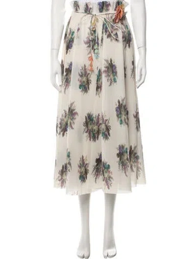 Pre-owned Zimmermann Floral Print Long Skirt W/ Tags In Multicolor