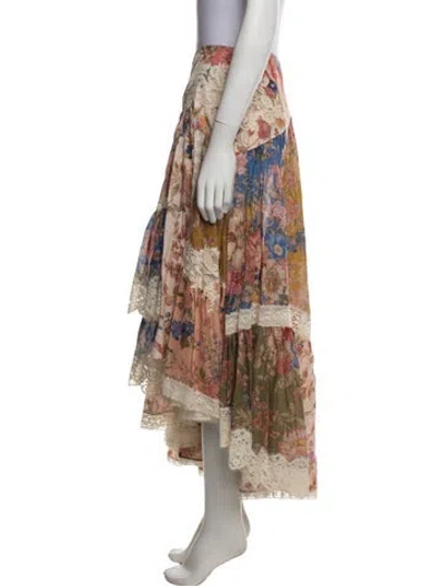Pre-owned Zimmermann Floral Print Long Skirt In White