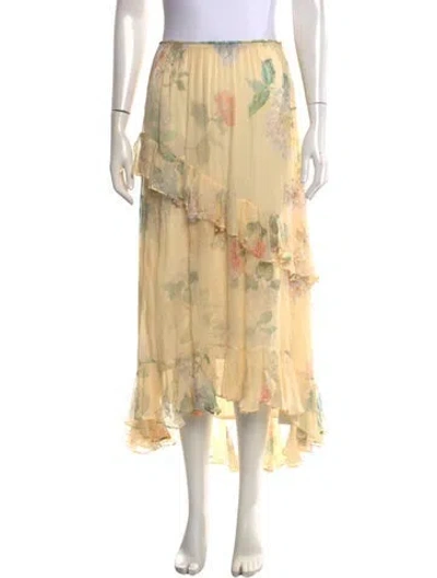 Pre-owned Zimmermann Floral Print Long Skirt In Yellow
