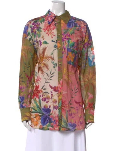 Pre-owned Zimmermann Floral Print Long Sleeve Blouse