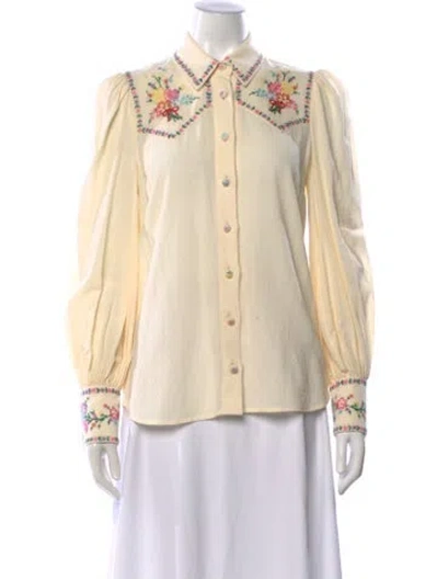 Pre-owned Zimmermann Floral Print Long Sleeve Blouse In Neutral