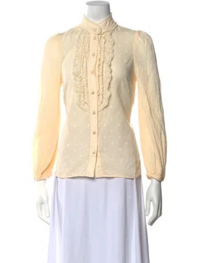 Pre-owned Zimmermann Floral Print Long Sleeve Blouse In Neutrals