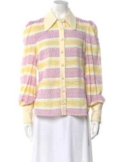 Pre-owned Zimmermann Floral Print Long Sleeve Blouse In Purple