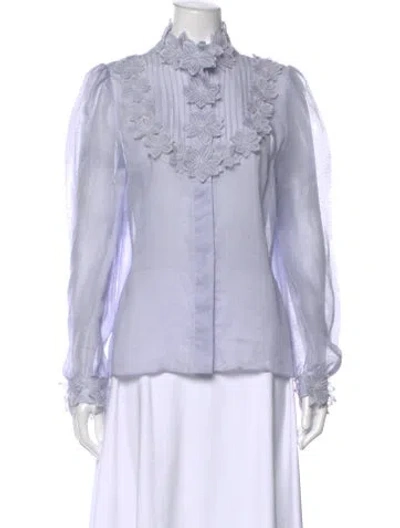 Pre-owned Zimmermann Floral Print Long Sleeve Blouse W/ Tags In Blue