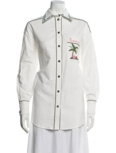 Pre-owned Zimmermann Floral Print Long Sleeve Blouse In White