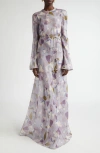 Zimmermann Dawning Belted Linen And Silk-blend Maxi Dress In Purple