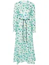Zimmermann Lightburst Floral Bias Cut Long Sleeve Linen Dress In Blue