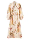 Zimmermann Ascension Plunge Printed Linen Dress In Multi