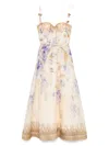 Zimmermann Beige Linen And Silk Dawning Picnic Dress In Nude