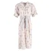 Zimmermann Floral Print Midi Belted V-neck Dress In Multicolor Linen In Multi