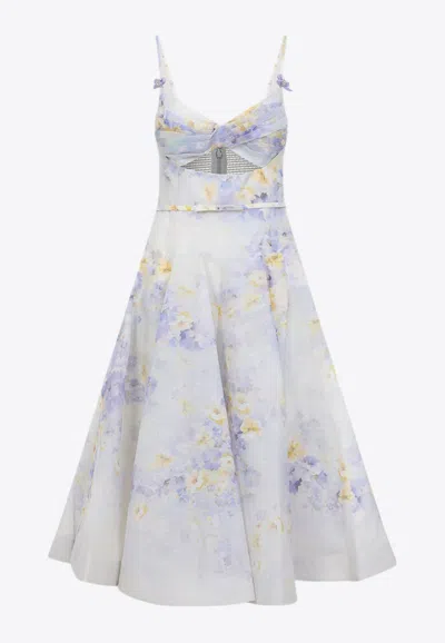 ZIMMERMANN FLORAL PRINT MIDI DRESS