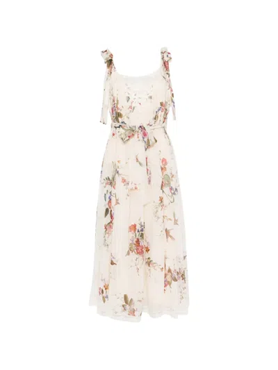 Zimmermann Floral-print Midi Dress In Neutral