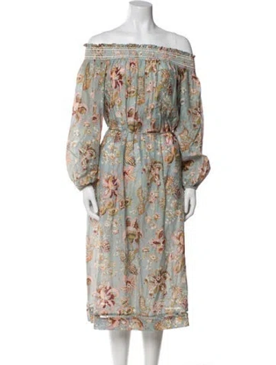 Pre-owned Zimmermann Floral Print Midi Length Dress