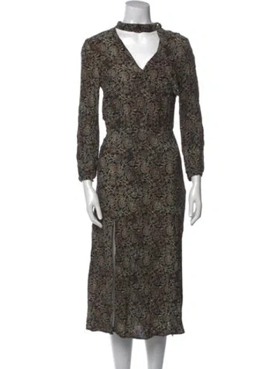 Pre-owned Zimmermann Floral Print Midi Length Dress In Black
