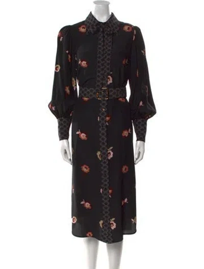 Pre-owned Zimmermann Floral Print Midi Length Dress In Black