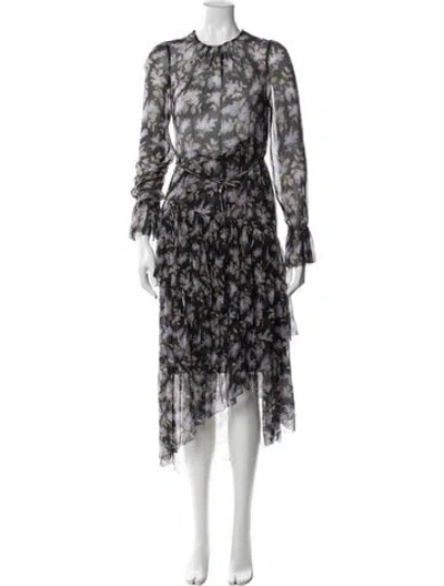 Pre-owned Zimmermann Floral Print Midi Length Dress In Black