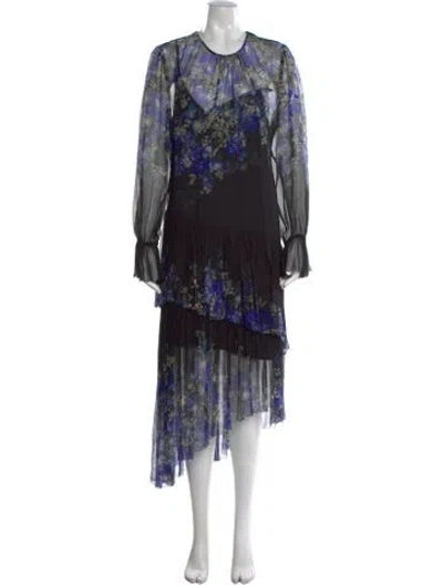 Pre-owned Zimmermann Floral Print Midi Length Dress In Black