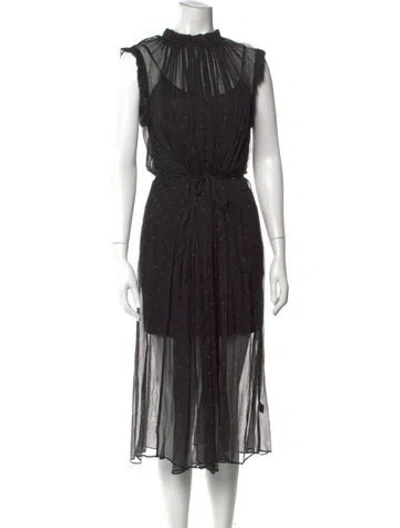 Pre-owned Zimmermann Floral Print Midi Length Dress In Black