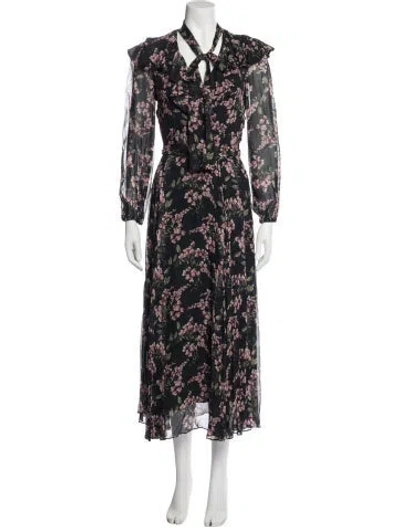 Pre-owned Zimmermann Floral Print Midi Length Dress In Blue