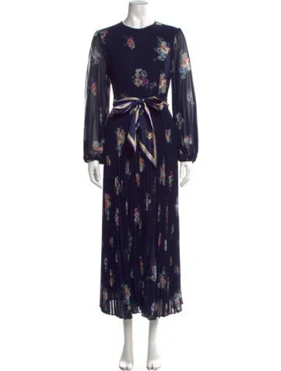 Pre-owned Zimmermann Floral Print Midi Length Dress In Blue