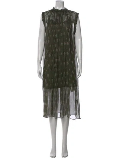 Pre-owned Zimmermann Floral Print Midi Length Dress In Green