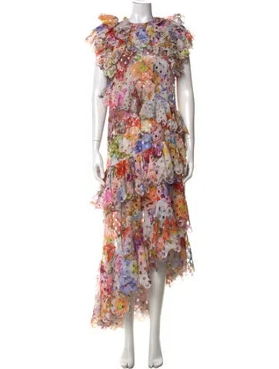 Pre-owned Zimmermann Floral Print Midi Length Dress In Multi