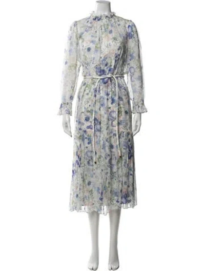 Pre-owned Zimmermann Floral Print Midi Length Dress In Multicolor